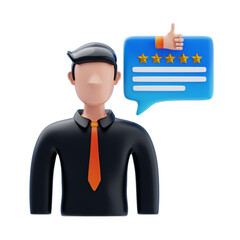 3D Customer Testimonial with 5-Star Feedback