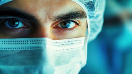 Medical worker with mask, emphasizing protection during patient interactions in clinical settings.