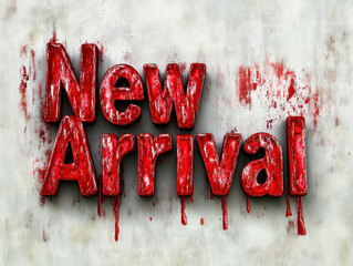Dripping blood red New Arrival sign on grunge background