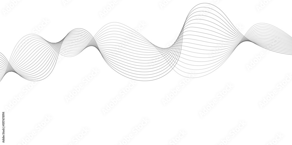 Wall mural white wave curve lines banner background design. abstract soft wave lines dynamic flowing gray light