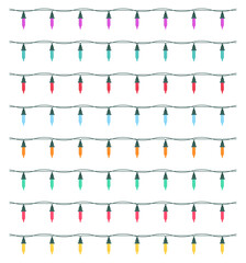 Christmas lights bulbs isolated on white background