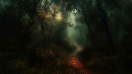 Fototapeta premium Atmospheric Forest Trail Background. Nature Photography. 