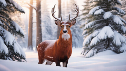 deer in snow