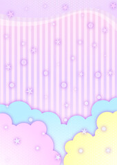 ストライプと星と雲のキラキラ可愛いパステルカラーの背景
