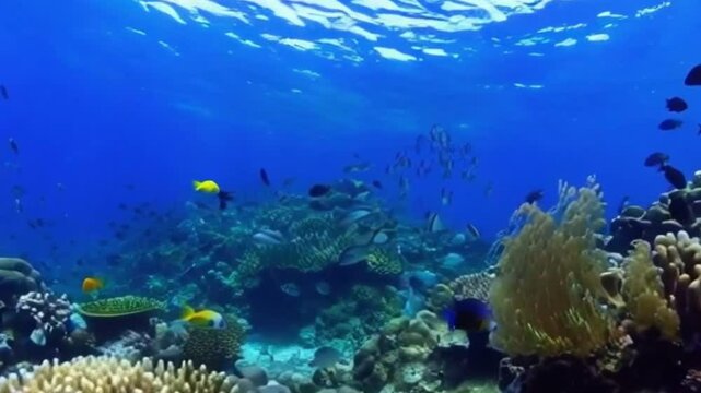 Underwater Animation of Diverse Fish Species, Vibrant Coral Reefs, and Natural Fish Movements