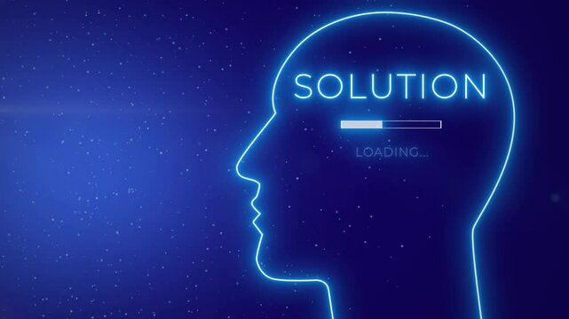 Business-minded Human Head With Solution In Progress. Problem-solving Concept. graphic background