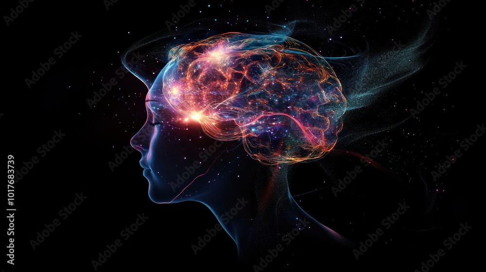 Poster quantum computing brain concept, leveraging quantum mechanics for faster, more powerful ai brain com