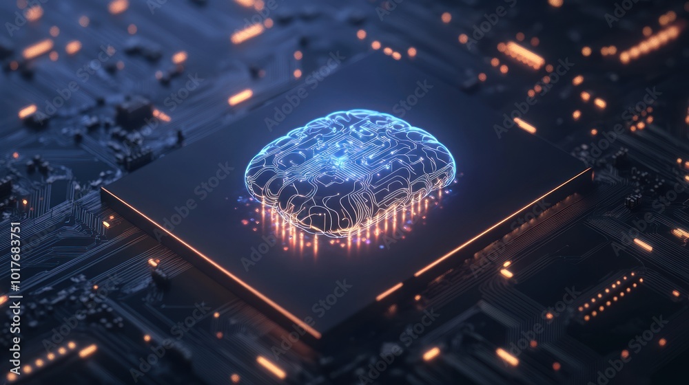 Poster quantum computing brain concept, leveraging quantum mechanics for faster, more powerful ai brain com
