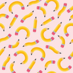 School background with pencils. Seamless pattern. Vector illustration