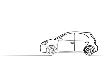 continuous line drawing of car. vector illustration