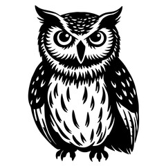 owl vector black silhouette logo  