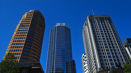 Naklejka premium Tall buildings in a city.