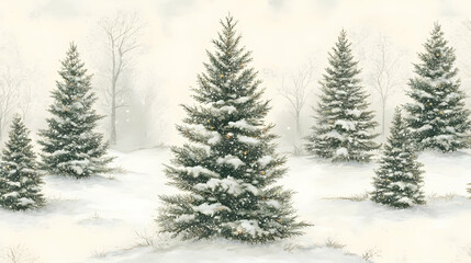 Obraz premium Snowy Christmas Trees.