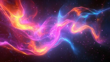 Fototapeta premium Cosmic Nebula with Swirling Glowing Colors and Stars