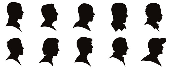 Male Head Silhouette Set