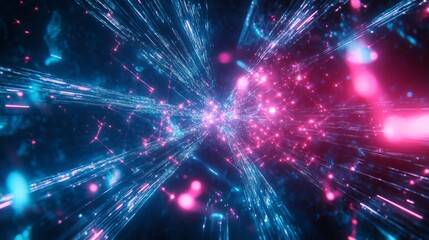 Fototapeta premium Abstract Cosmic Explosion with Blue and Pink Light Streaks