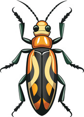 longhorn beetle insect vector artwork
