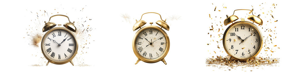 Set of a New Year’s Eve countdown timer, isolated on a transparent background.