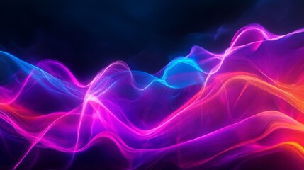 Abstract Neon Waves in Pink, Blue, and Orange Hues