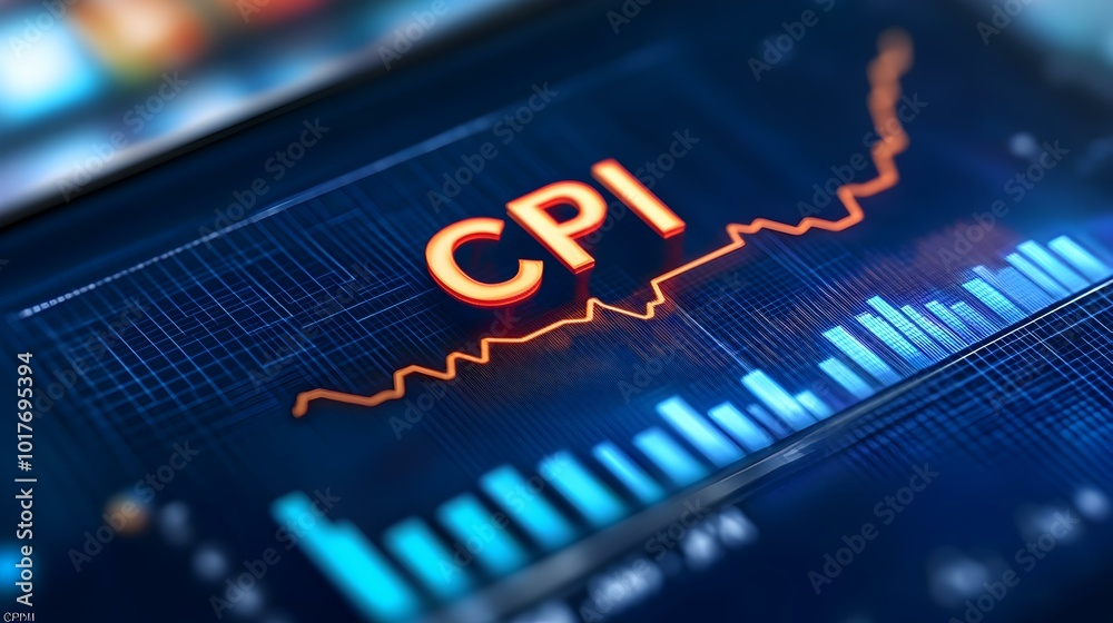 Poster dual-line cpi graph: performance & trend analysis, digital bar graph illustrating fluctuations in da