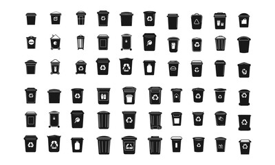 Garbage can icon set. Simple set of garbage can icons for web design isolated on white background