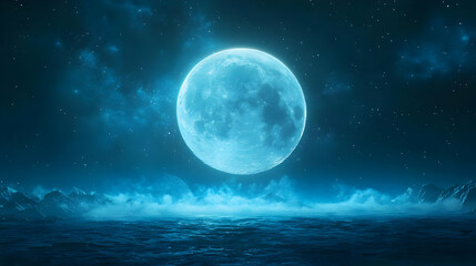 Full Moon Over a Mystical Sea.