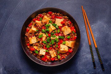 Mapo tofu, tofu in spicy mincemeat sauce.