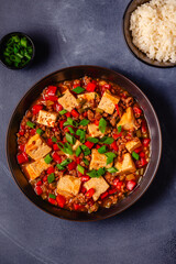 Mapo tofu, tofu in spicy mincemeat sauce.