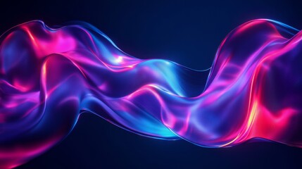 Abstract Wavy Form with Neon Blue and Pink Gradient