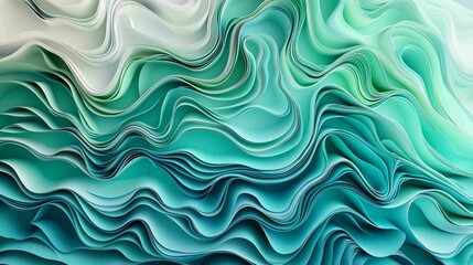 Fototapeta premium Abstract background made of Blue and Green 3D Undulating lines. Multicolored 3D Render with copy-space. 
