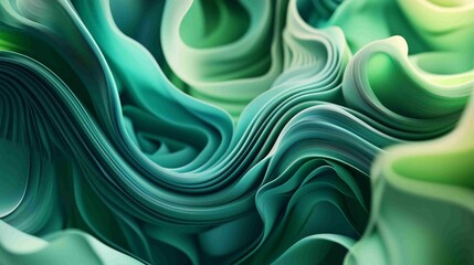 Obraz premium Abstract background made of Blue and Green 3D Undulating lines. Multicolored 3D Render with copy-space. 