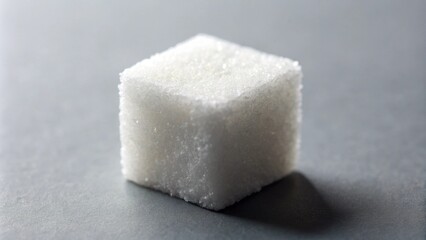 Single Sugar Cube on Gray Background