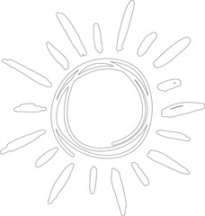 Hand drawn summer sun icon, sunshine