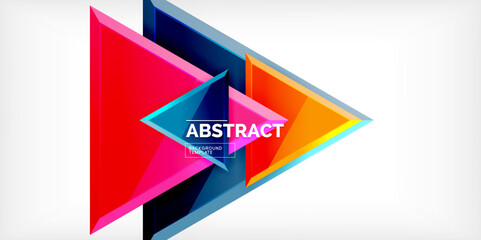 Abstract background - colorful triangles with 3d effect. Vector Illustration For Wallpaper, Banner, Background, Card, Book Illustration, landing page
