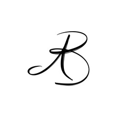 initial letter ab handwriting unique logo black