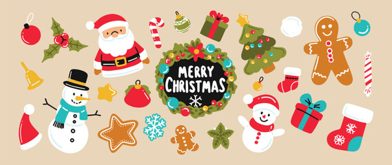 Christmas Decorations Collection Cartoon Sticker Bundle
