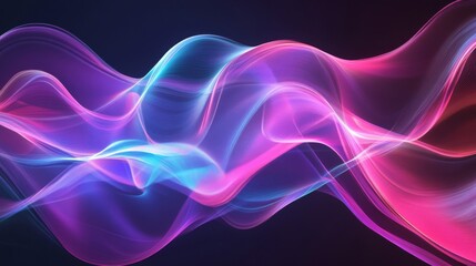 Obraz premium Abstract Blue and Pink Wavy Lines on a Dark Background
