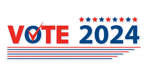 2024 presidential elections. Vote day. November 5. US election wide white background banner. 3D Rendering.