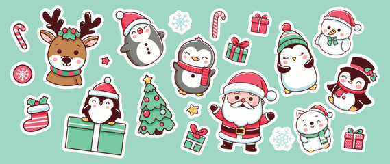 Christmas Decorations Collection Cartoon Sticker Bundle