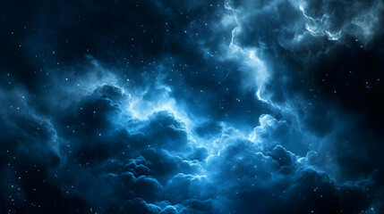 Fototapeta premium Blue Night Sky with Stars and Clouds.