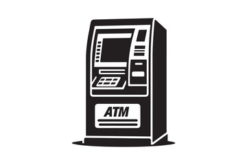 ATM Booth Machine Silhouette Illustration