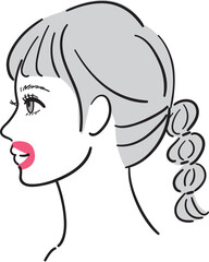 横顔の若い女性　口輪筋