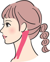 横顔の若い女性　胸鎖乳突筋