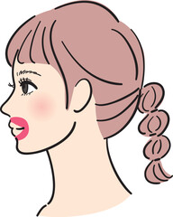 横顔の若い女性　口輪筋