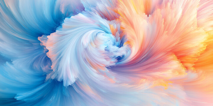 Abstract swirling colors in a vibrant blue, pink, and yellow palette.