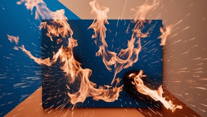 Dynamic flames with sparks for blue and orange backgrounds.