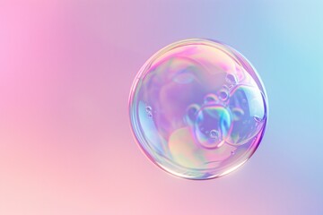 Bubble, soap bubble, colorful bubble on a soft pastel background, vibrant hues, dreamy aesthetic, abstract design, gentle reflections, light play, playful concept, ethereal visual experience