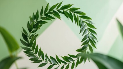 Tropical Green Leaves Frame on Green Background.