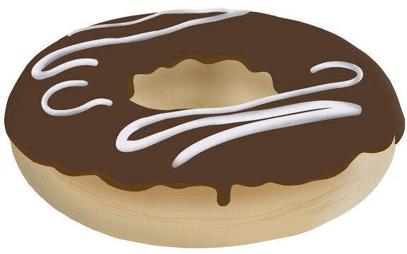 chocolate donut with white icing clip art preview