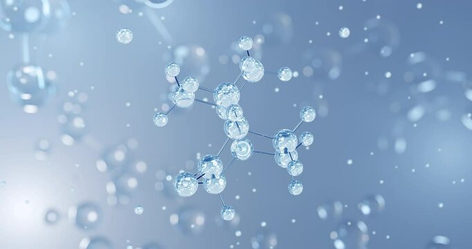 Camphor, rotating 3D model of terpenoid, seamless looped video, molecular structure with allylbenzene class